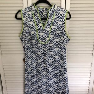 Navy white and lime green Vince Camuto dress